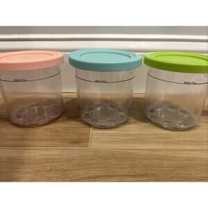 Ninja Creami NC300 Series Pint Storage Bowl With Lids Set Of 3 OEM Ice Cream